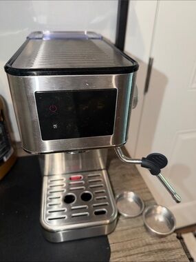 Stainless Steel Espresso Machine with Steam Wand - Silver